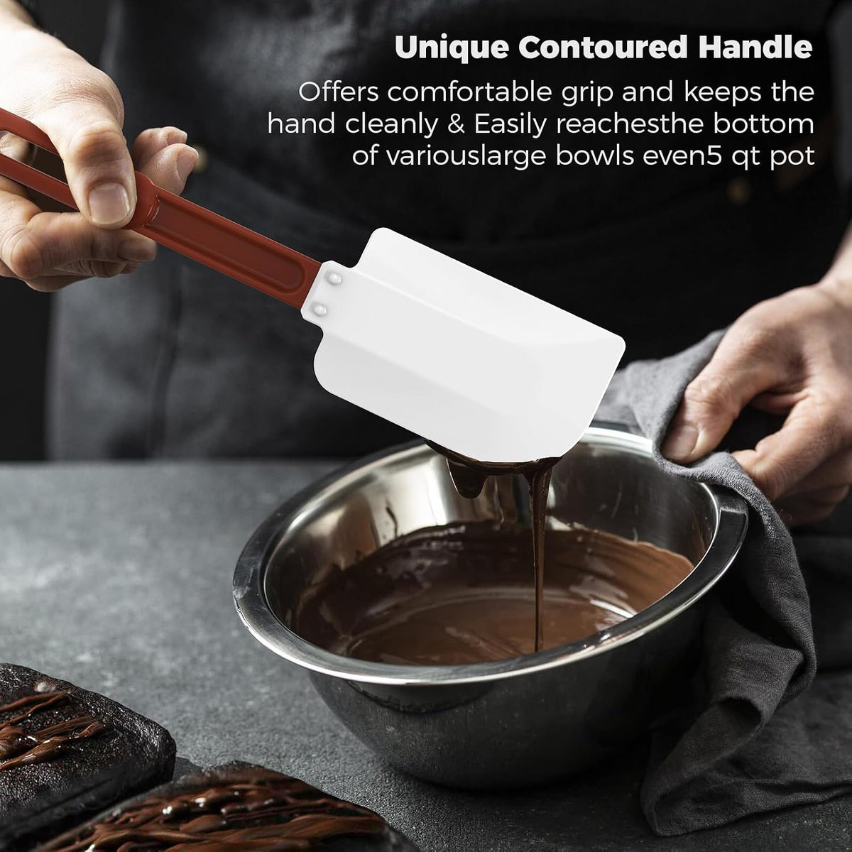 High Heat Resistant Silicone Spatulas, 13-1/2" Commercial Spatula 500°F Heat-Resistant Heavy Duty Spatula Non-Stick Scraper, Ideal for Baking/Cooking/Mixing, Commercial Dishwasher Safe, Set of 2