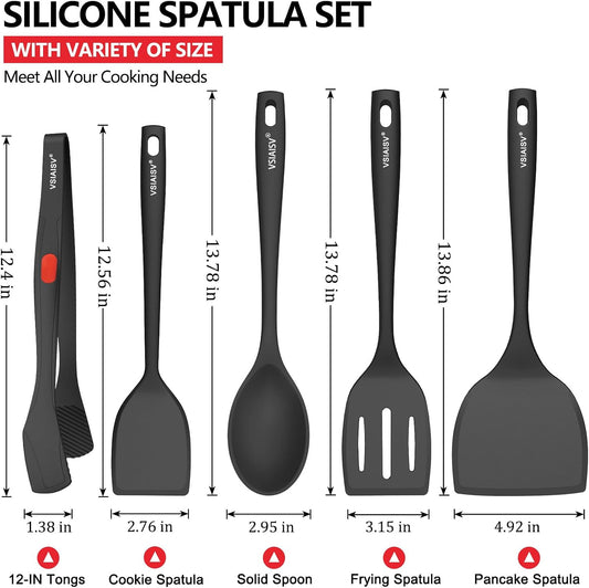 Silicone Spatula Turner Set of 5 for Nonstick Cookware, BPA Free