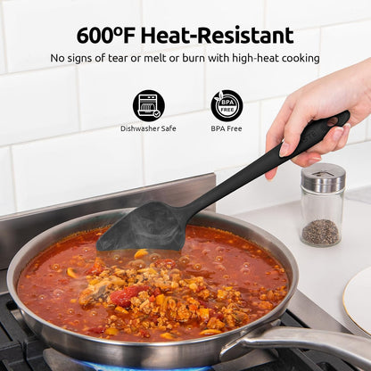U-Taste Silicone Spatula Set with 600 Degrees Fahrenheit Heat Resistant (Black)