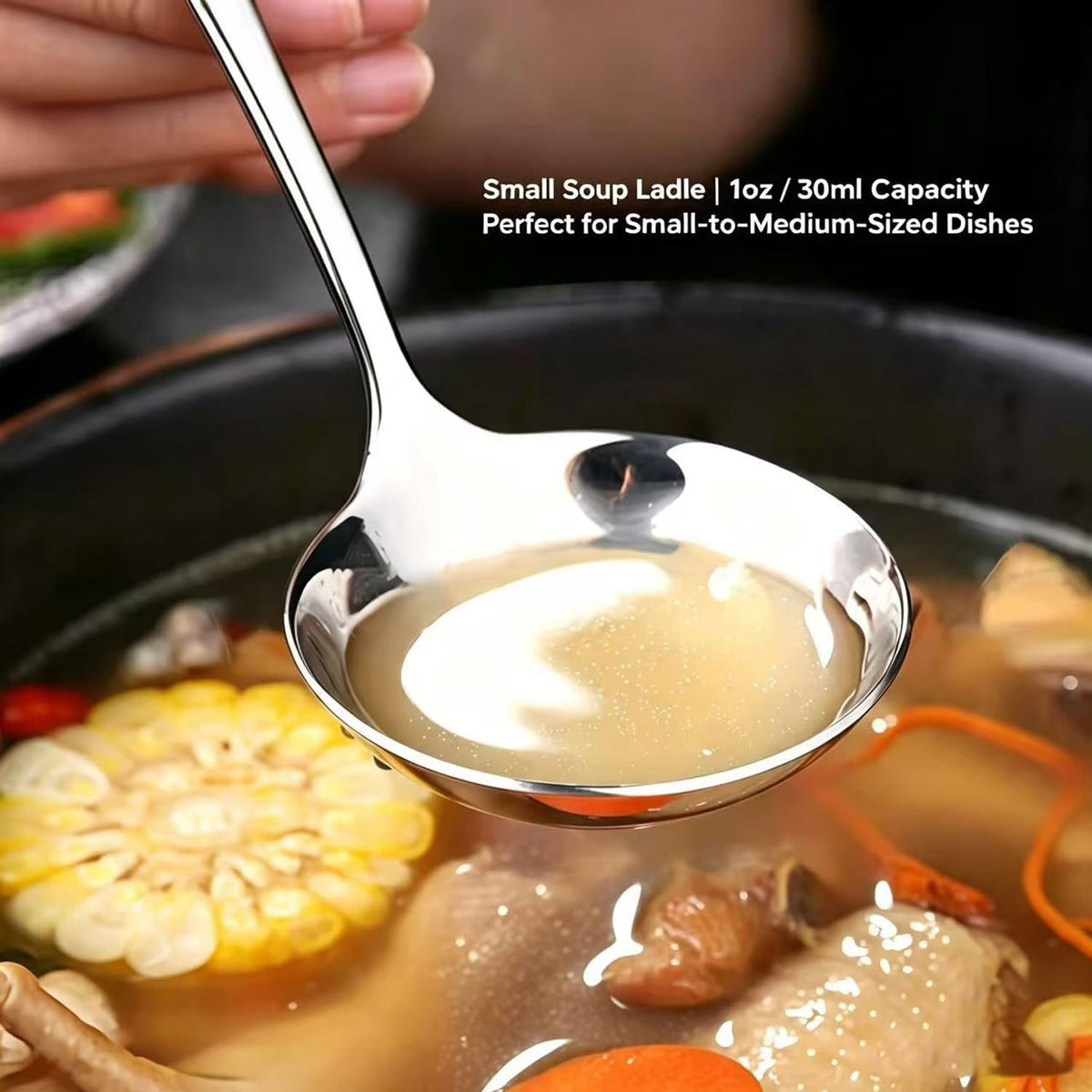 Small Ladle, 304 Stainless Steel Small Gravy Soup Serving Ladle for Sauces or Serving Soup Spoon, Silver (2 pack)