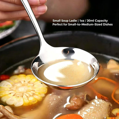 Small Ladle, 304 Stainless Steel Small Gravy Soup Serving Ladle for Sauces or Serving Soup Spoon, Silver (2 pack)