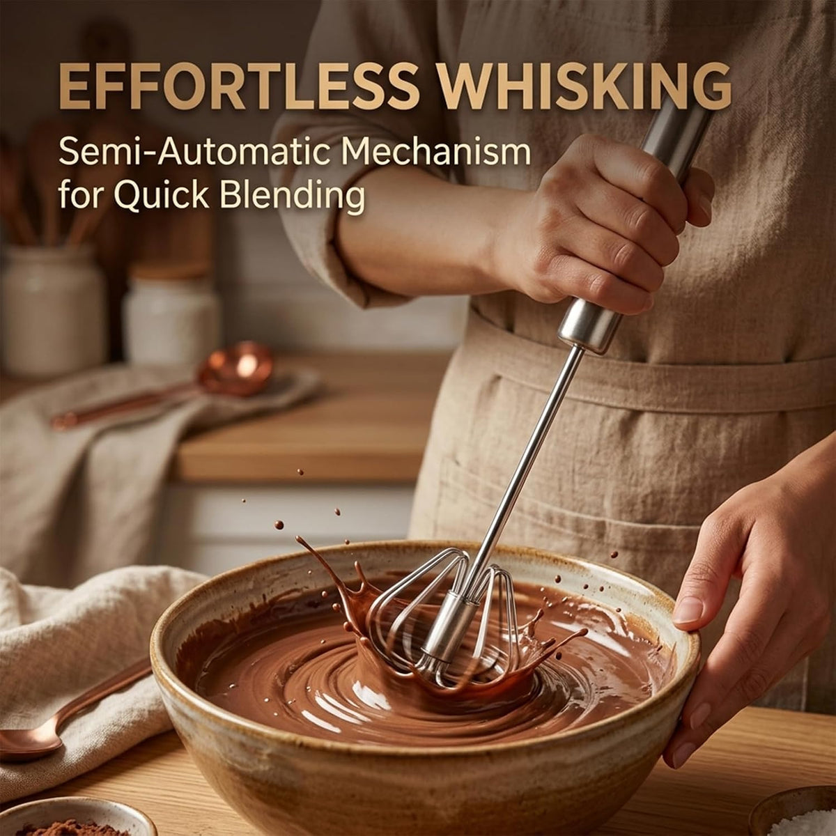 Automatic Eggbeater Manual Push Whisk Stainless Steel,10inch-2 Packs