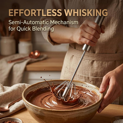 Automatic Eggbeater Manual Push Whisk Stainless Steel,10inch-2 Packs