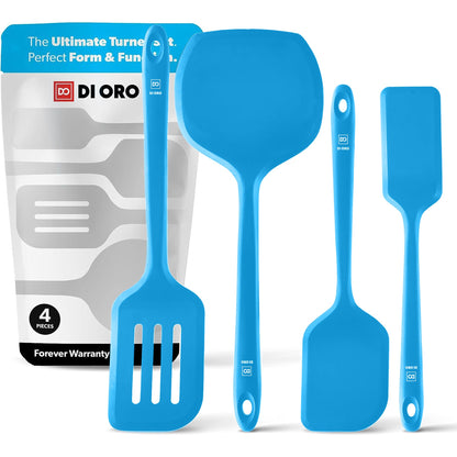 DI ORO Silicone Turner Spatula Set - 600F Heat Resistant, 4-Pc Red