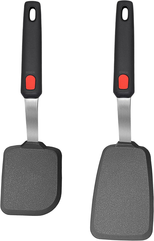 2 Pack Silicone Spatula Turner, 600°F Heat Resistant Kitchen Spatula Set for Nonstick Cookware, Cooking Utensil Set for Egg Pancake Flipper/Heat Resistant Silicone Grip
