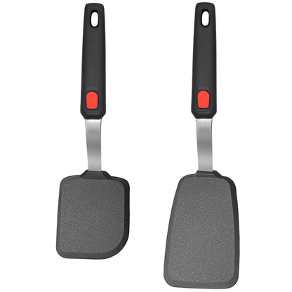 2 Pack Silicone Spatula Turner, 600°F Heat Resistant Kitchen Spatula Set for Nonstick Cookware, Cooking Utensil Set for Egg Pancake Flipper/Heat Resistant Silicone Grip