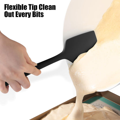 Doosu 600°F Heat Resistant Silicone Spatula Scrapers (Set of 3, Black)