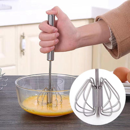2PCS Semi Automatic Whisk Stainless Steel Semi-Automatic Egg Whisk for Home