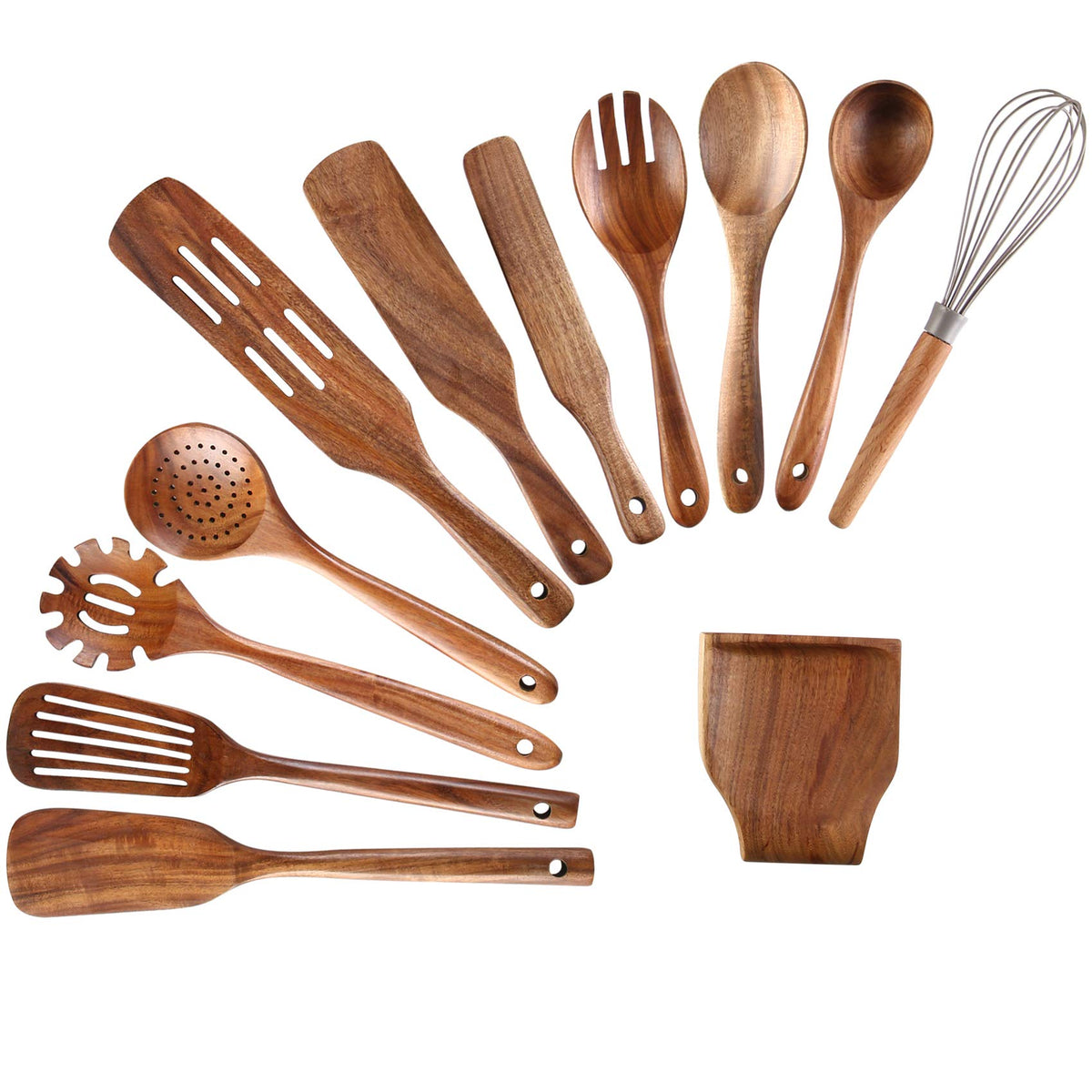 3Pcs Wooden Ladle for Soup, 3Size Natural Teak Wooden Spoons for Cooking, Non-Stick Wood Spoon, Wood Cooking Spoons, Wooden Soup Spoons, Kitchen Utensils Spoons Sets
