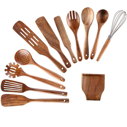 3Pcs Wooden Ladle for Soup, 3Size Natural Teak Wooden Spoons for Cooking, Non-Stick Wood Spoon, Wood Cooking Spoons, Wooden Soup Spoons, Kitchen Utensils Spoons Sets