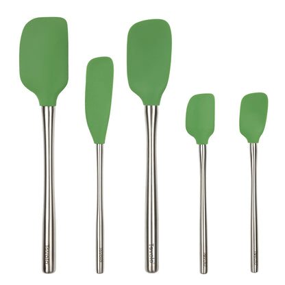Tovolo Flex Core 5 Piece Silicone Spatula Set Heat Resistant All Silicone Utensils Include Non Stick Spatula Spoonula Jar Scraper, Dishwasher Safe BPA Free Spatulas for Baking Mixing, Cayenne Red
