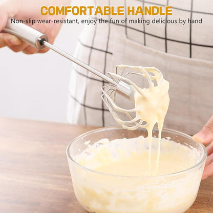 NileHome Stainless Steel Whisk 10" Semi-Automatic Rotary