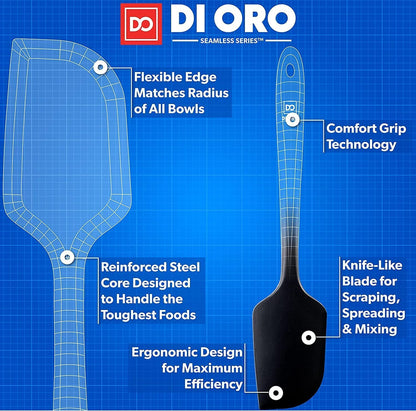 DI ORO Silicone Spatula Set - 600F Heat Resistant, 4-Pc Black