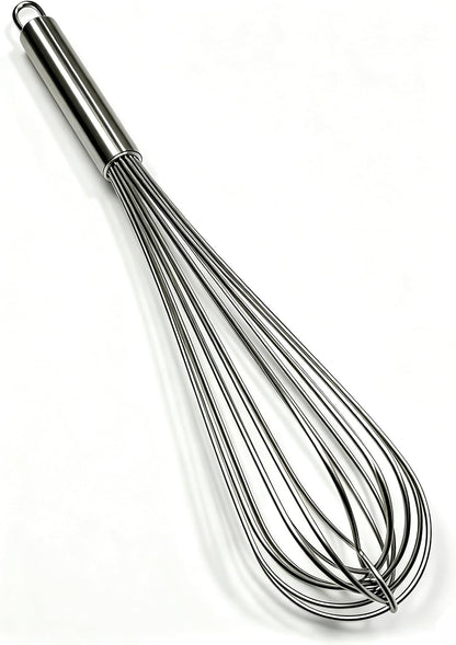 Large Commercial whisk, Heavy Duty 16in Wire Whisk, 304 Stainless Steel 2.5mm Thick Manual Egg Whisk, Durable Kitchen Mixer Mixing Batter, Beating Egg and Blending Sauces.
