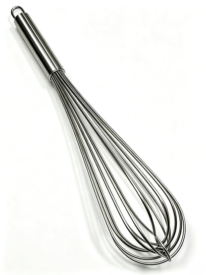 Large Commercial whisk, Heavy Duty 16in Wire Whisk, 304 Stainless Steel 2.5mm Thick Manual Egg Whisk, Durable Kitchen Mixer Mixing Batter, Beating Egg and Blending Sauces.