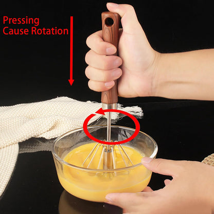 Semi-automatic Egg Whisk, 2 Pcs 12.5 Inch Length Stainless Steel Egg Beater for Bread, Cake and Cooking (M)