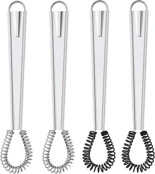 Boao 4 Pcs Mini Whisk Small Egg Beater Stainless Steel