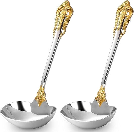 KEAWELL Luxury 2-Piece Gold Accent Gravy Ladle Set (2)