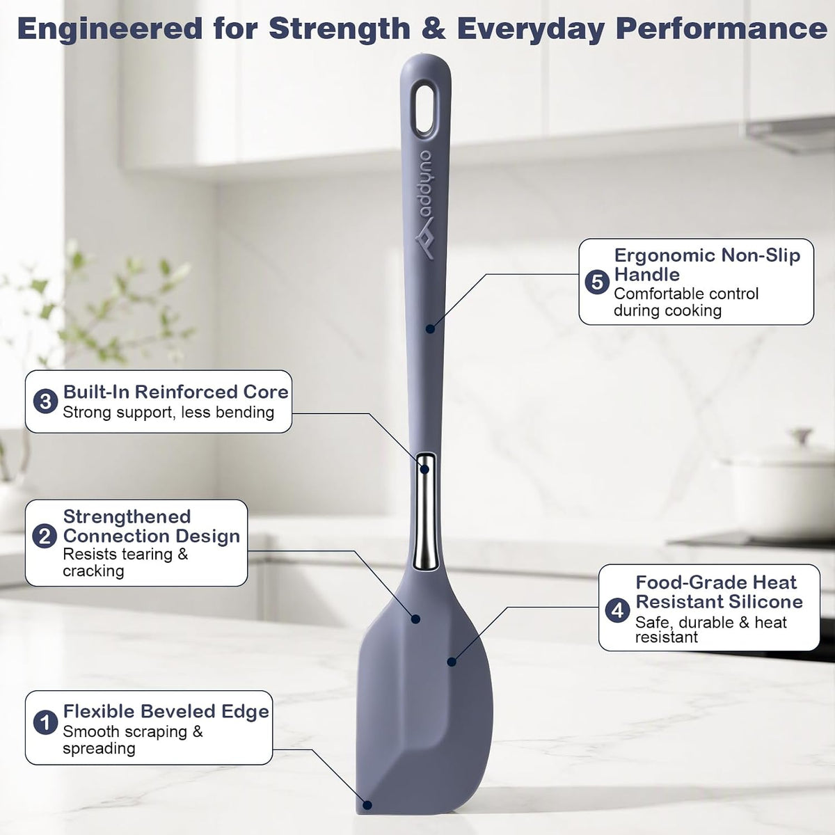 5-Piece Silicone Spatula Set, 11.5-Inch Long Spatulas