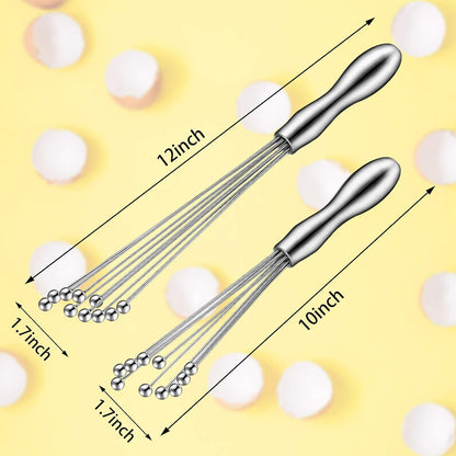 Patelai 2 Pcs Ball Whisks for Cooking Stainless Steel, 10,12 Inch