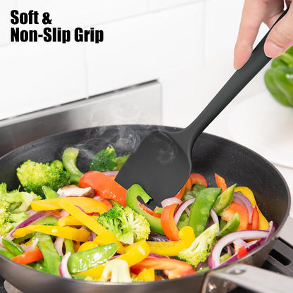 Doosu 600°F Heat Resistant Silicone Spatula Scrapers (Set of 3, Black)