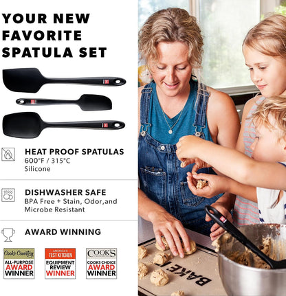 DI ORO Silicone Spatula Set - 600F Heat Resistant, 3-Pc Black