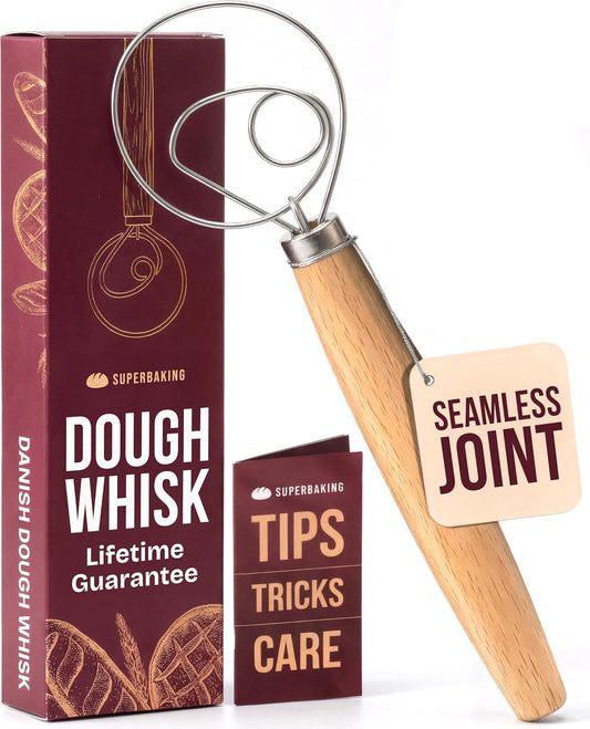Superbaking 12" Danish Dough Whisk for Bread Mixing