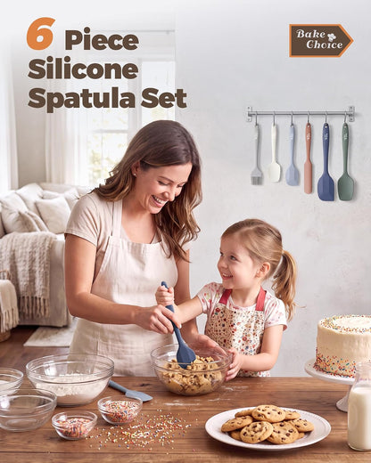 Bake Choice 6-Piece Silicone Spatula Set, Solid Steel Core, Heat Resistant