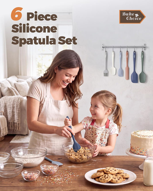 Bake Choice 6-Piece Silicone Spatula Set, Solid Steel Core, Heat Resistant
