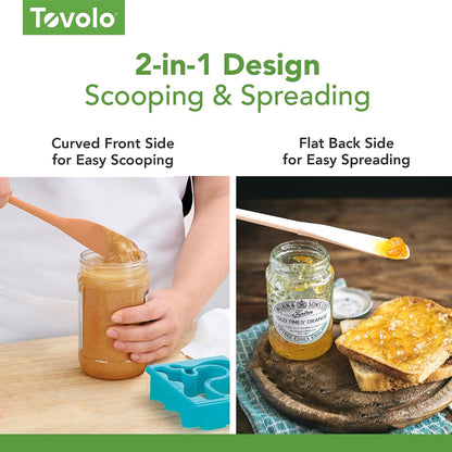 Tovolo Flex-Core Silicone Jar Scraper 11 Inch Spatula, Oyster Gray