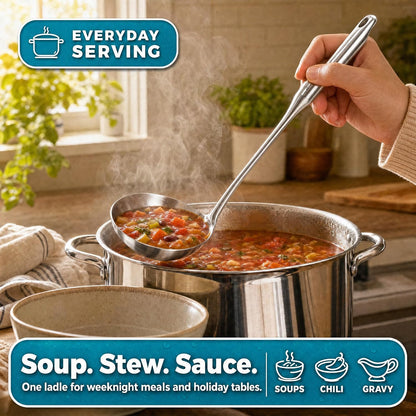 Millvado Soup Ladle Stainless Steel, Serving & Cooking - 15 In. Utensil
