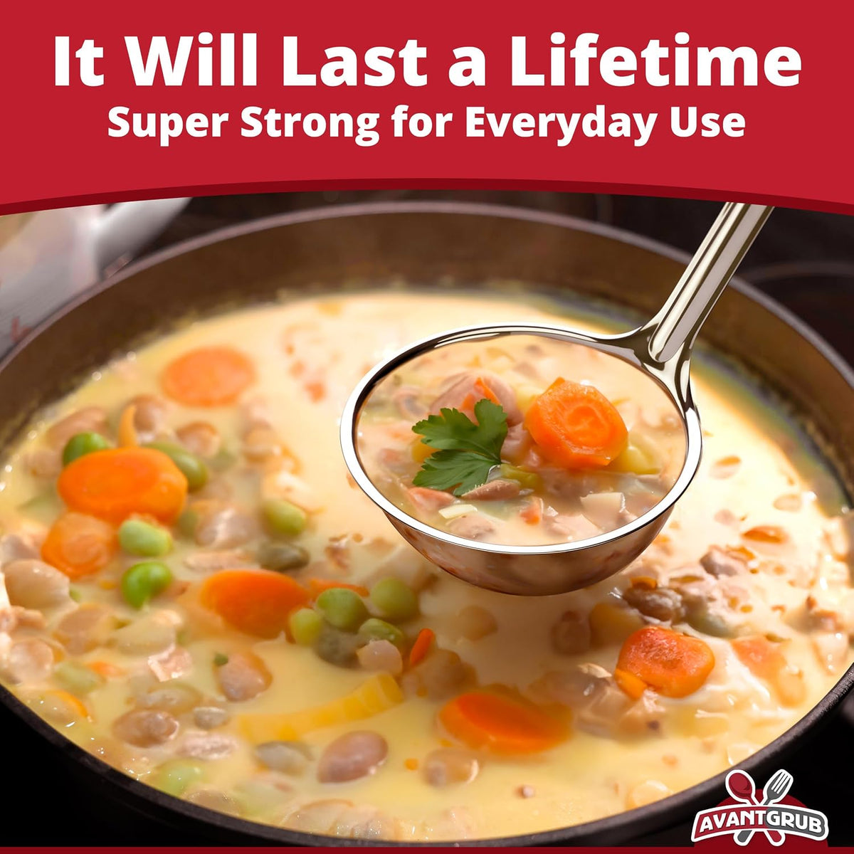 Super Sturdy, Ergonomic 1 Oz. Soup Ladle 3 Pk. Stainless Steel Ladles with Long Handles. Best Kitchen Accessories for Stirring, Portioning and Serving Soups, Chili and Stew in Restaurants and at Home