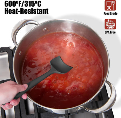 Doosu 600°F Heat Resistant Silicone Spatula Scrapers (Set of 3, Black)