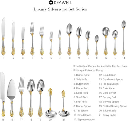 KEAWELL Luxury 2-Piece Gold Accent Gravy Ladle Set (2)