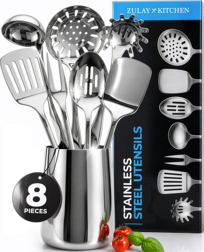 Zulay Kitchen Stainless Steel Soup Ladle - 13” Large Ladle for Soups, Stews & Sauces - Durable, Heat-Resistant, Rust-Proof & Dishwasher Safe Kitchen Utensil with Ergonomic Handle