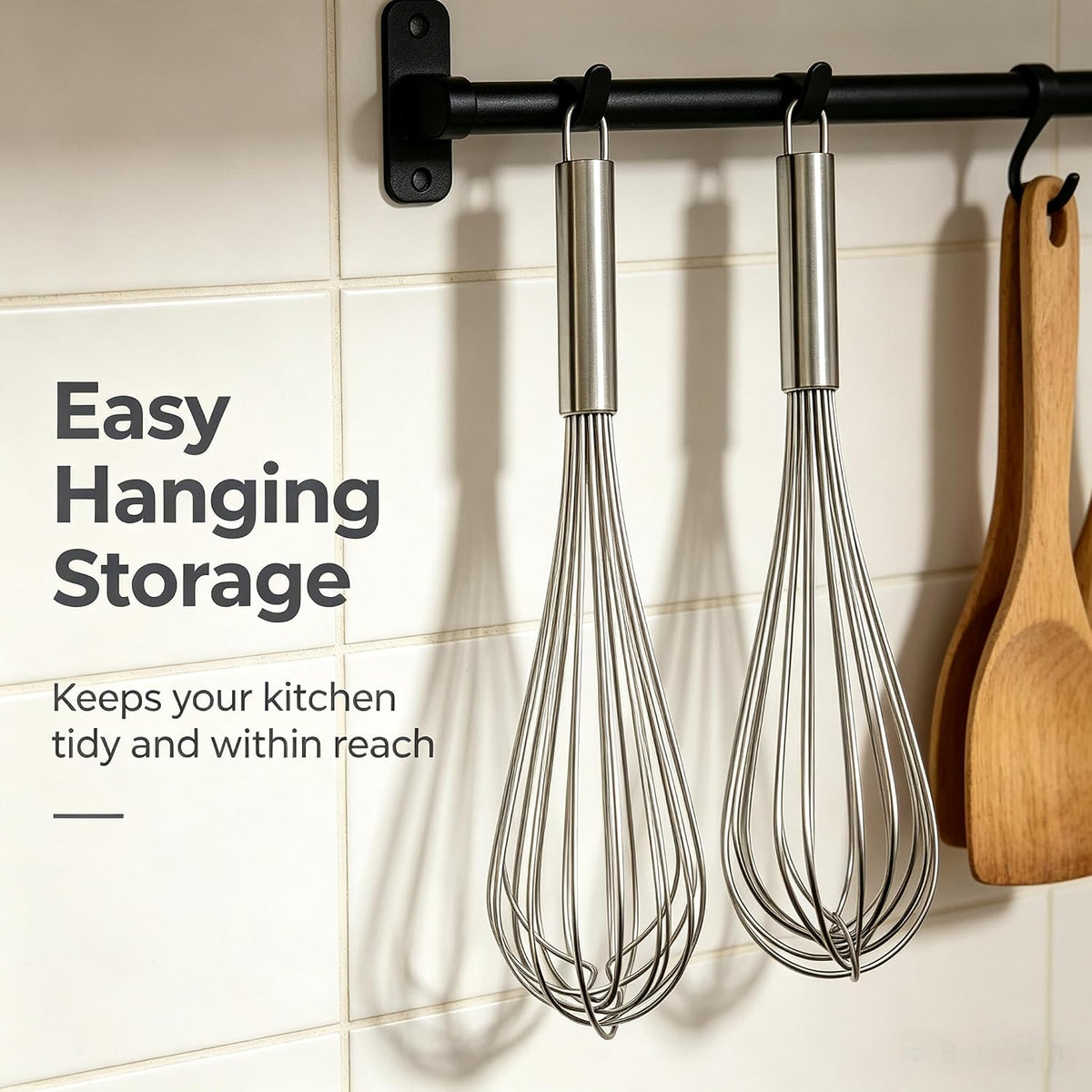 Large Commercial whisk, Heavy Duty 16in Wire Whisk, 304 Stainless Steel 2.5mm Thick Manual Egg Whisk, Durable Kitchen Mixer Mixing Batter, Beating Egg and Blending Sauces.