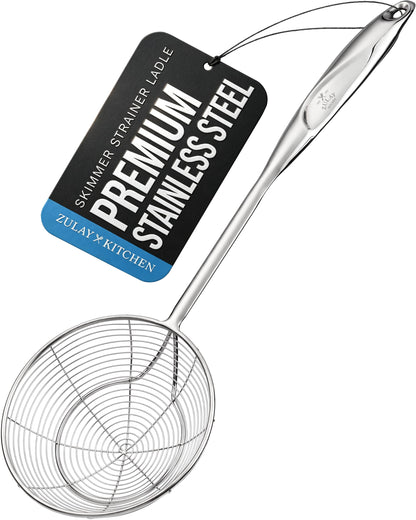 Zulay Kitchen Stainless Steel Soup Ladle - 13” Large Ladle for Soups, Stews & Sauces - Durable, Heat-Resistant, Rust-Proof & Dishwasher Safe Kitchen Utensil with Ergonomic Handle