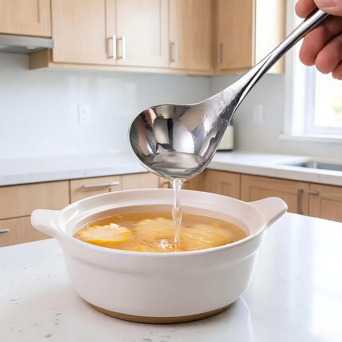 Small Ladle Spoon for Gravy, 8" 304 Stainless Steel Ladle with Hollow Handle,1-Pack