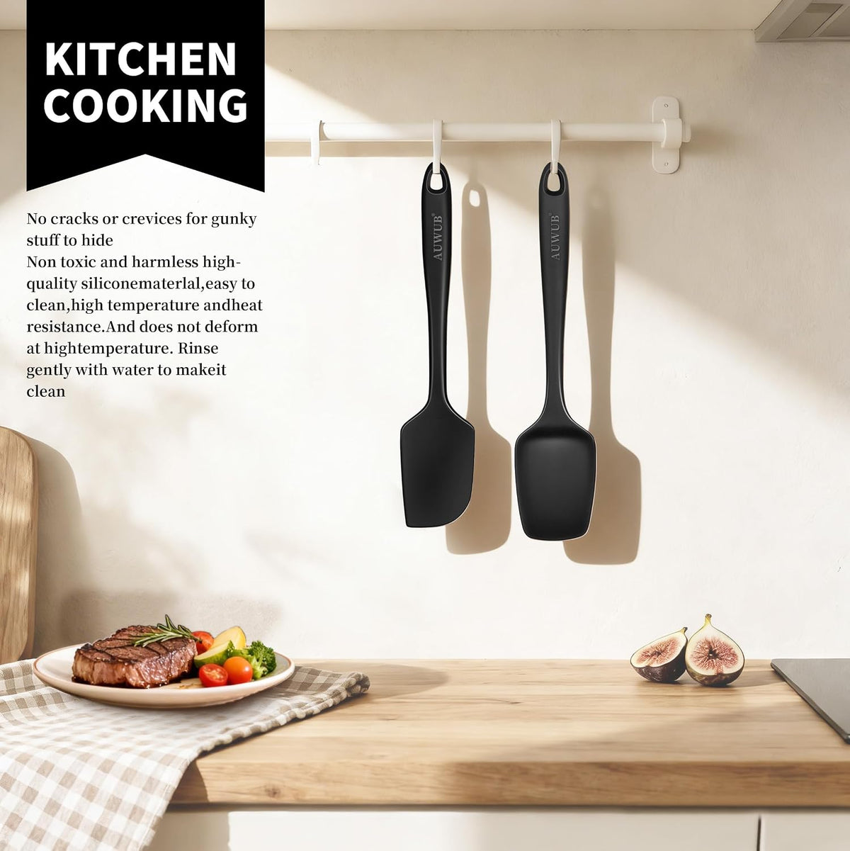 Silicone Cooking Utensils Set 2PCS, Non-Stick Kitchen Spatula Set