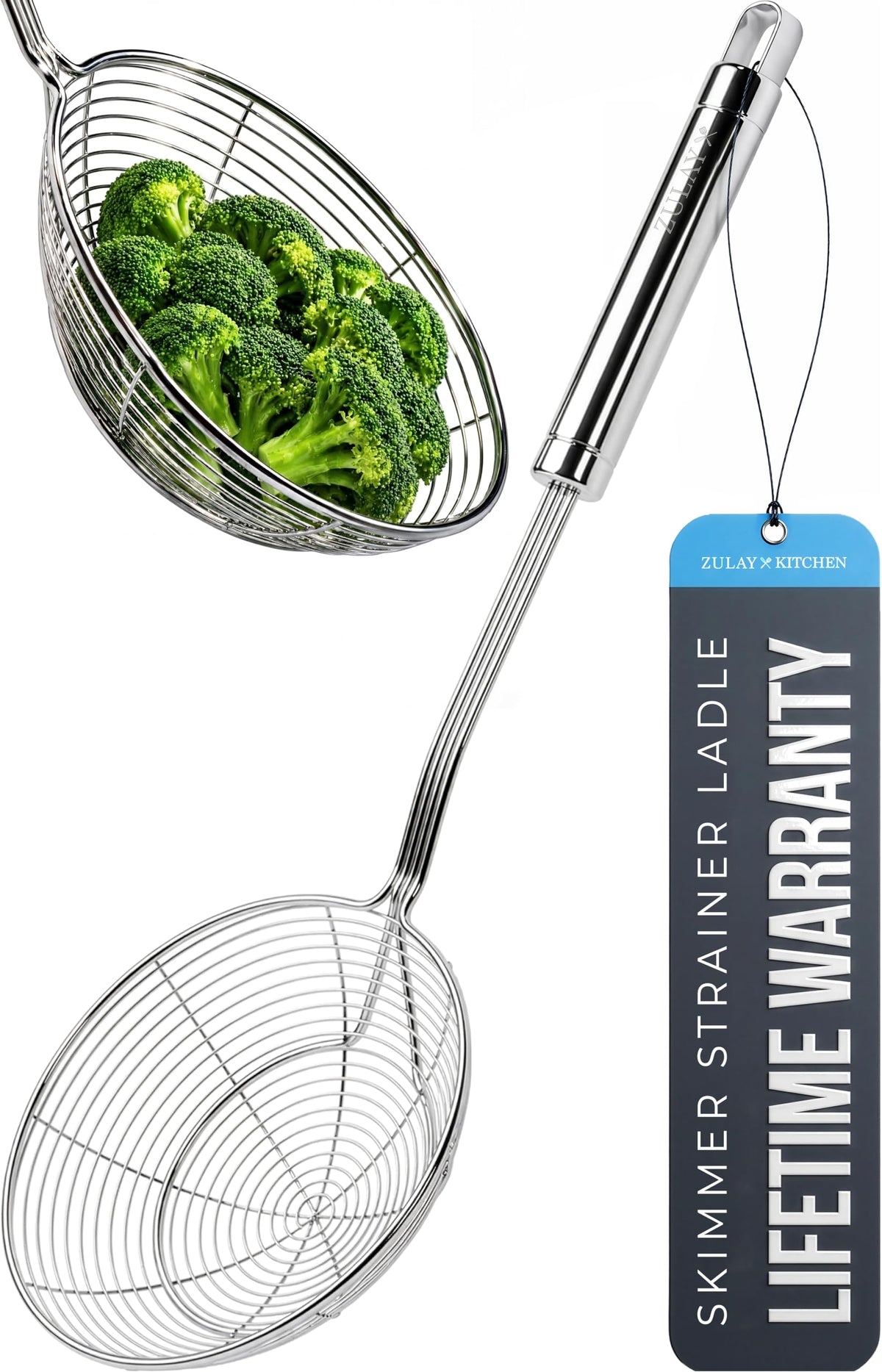 Zulay Kitchen Stainless Steel Soup Ladle - 13” Large Ladle for Soups, Stews & Sauces - Durable, Heat-Resistant, Rust-Proof & Dishwasher Safe Kitchen Utensil with Ergonomic Handle