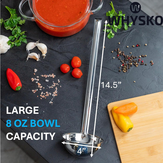 3-Pack Stainless Steel Soup Ladles, 8 oz Heat Resistant Serving Spoons