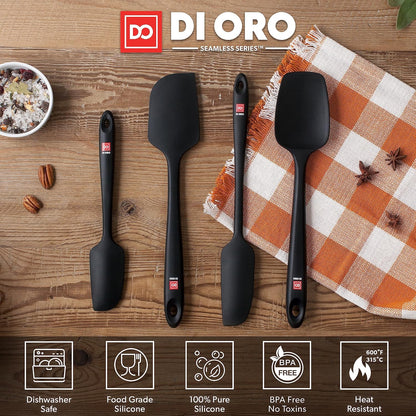 DI ORO Silicone Spatula Set - 600F Heat Resistant, 4-Pc Black